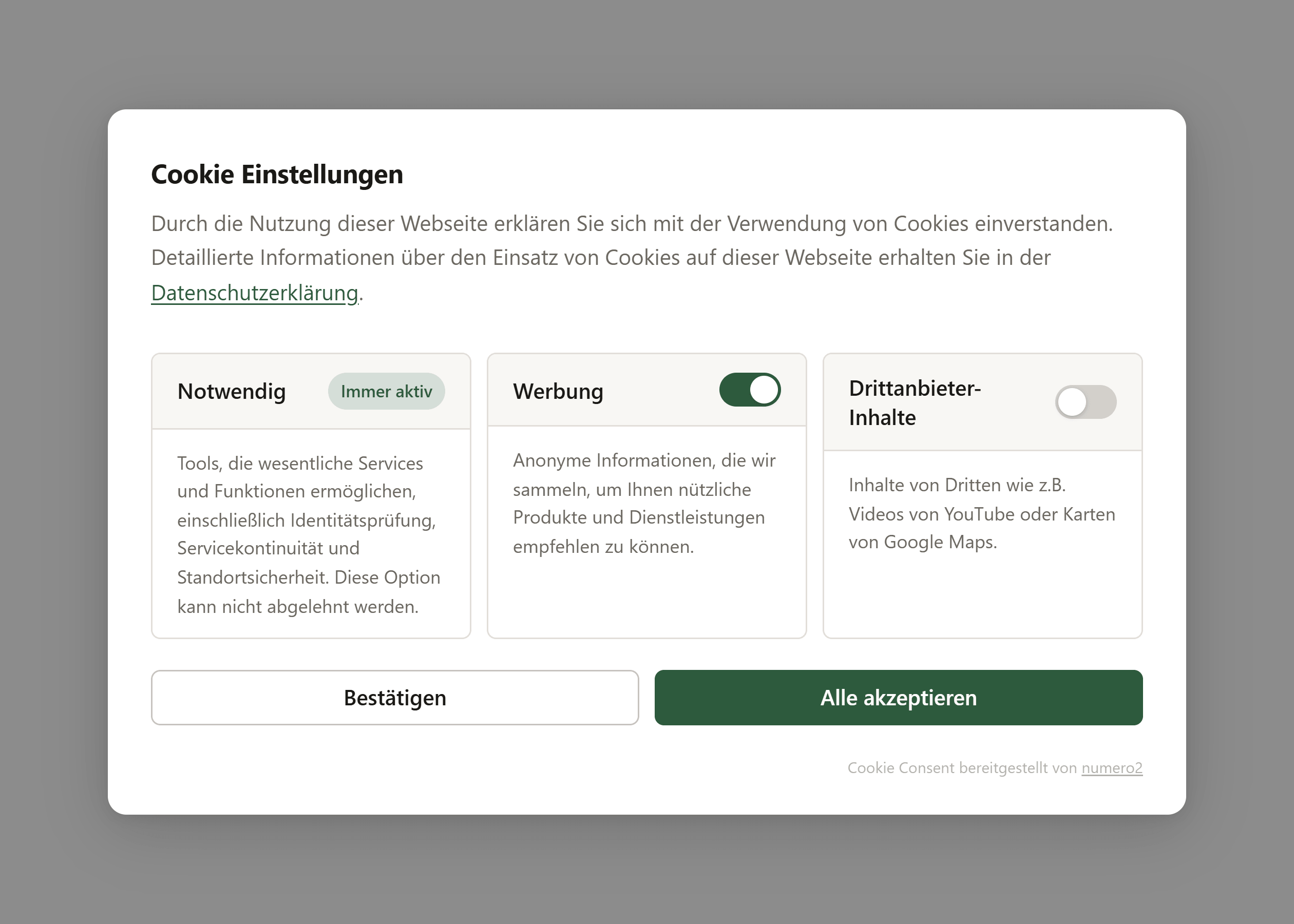 Cookie Consent Dialog – Light Mode